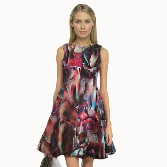 Emporio Armani Dresses & Skirts - Emporio Armani Abstract Floral A-Line Dress in Burgundy, Pink, Blue